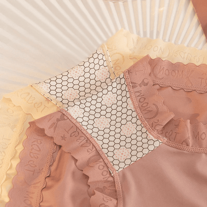 4-Pack Women's Seamless Mid-Waist Lace Panties: Breathable Cotton Crotch Lingerie