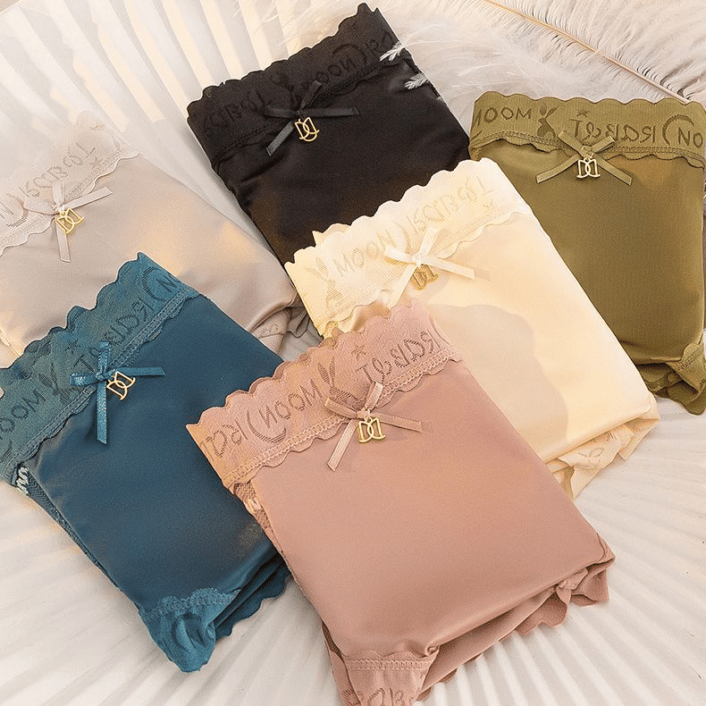 4-Pack Women's Seamless Mid-Waist Lace Panties: Breathable Cotton Crotch Lingerie