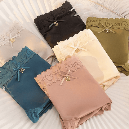 4-Pack Women's Seamless Mid-Waist Lace Panties: Breathable Cotton Crotch Lingerie