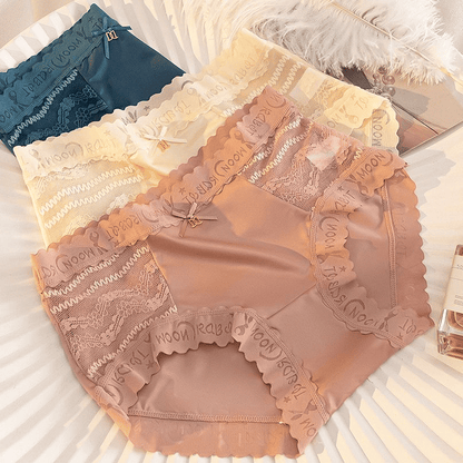 4-Pack Women's Seamless Mid-Waist Lace Panties: Breathable Cotton Crotch Lingerie