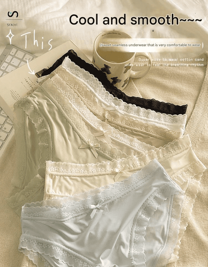 SENYI 7-Pack Ice Silk Seamless Breathable Quick-Dry Low-Waist Lace Panties