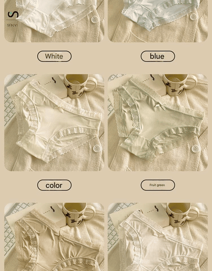 SENYI 7-Pack Ice Silk Seamless Breathable Quick-Dry Low-Waist Lace Panties