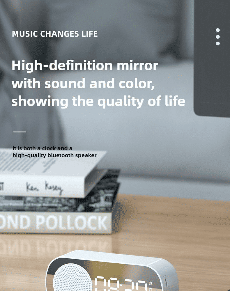 Premium Multifunctional Mirror Bluetooth Speaker, Digital Clock, High Volume, Smart Portable Audio