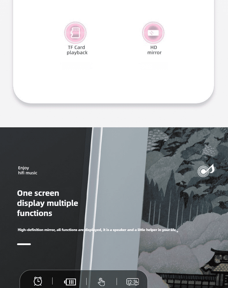 Premium Multifunctional Mirror Bluetooth Speaker, Digital Clock, High Volume, Smart Portable Audio