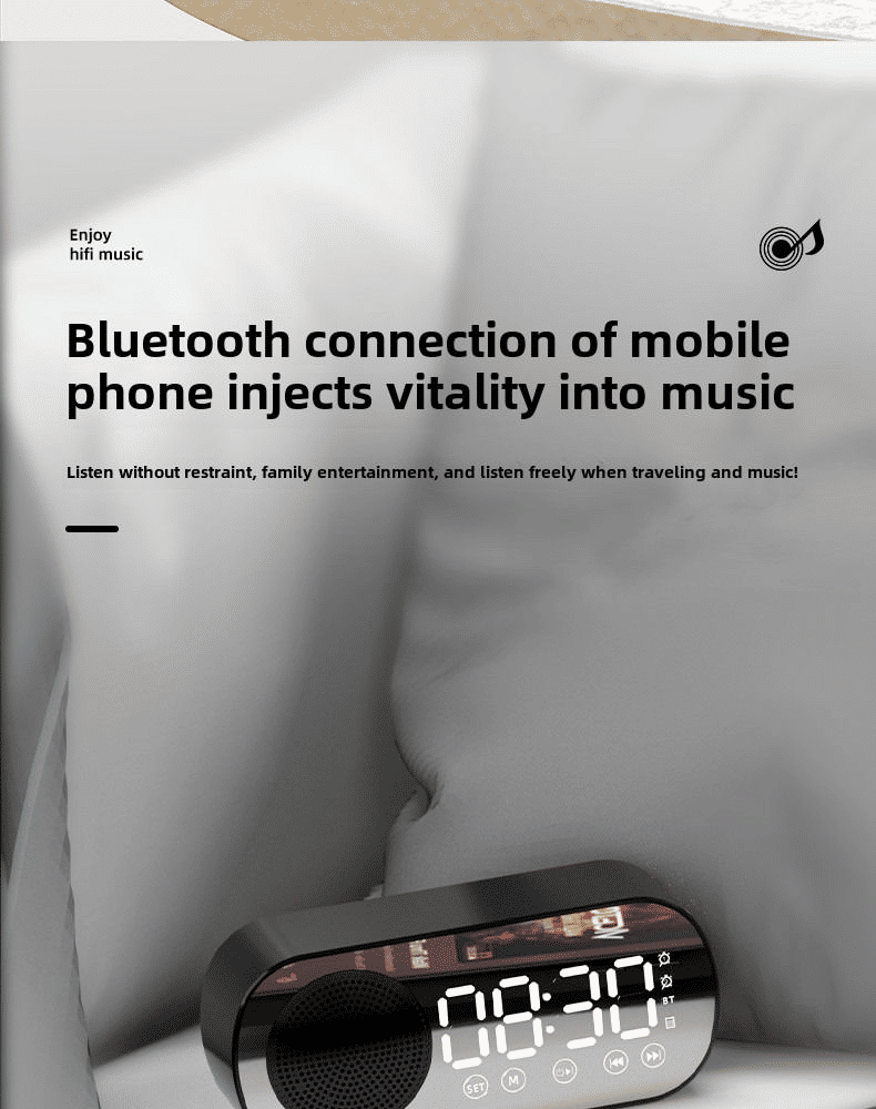 Premium Multifunctional Mirror Bluetooth Speaker, Digital Clock, High Volume, Smart Portable Audio