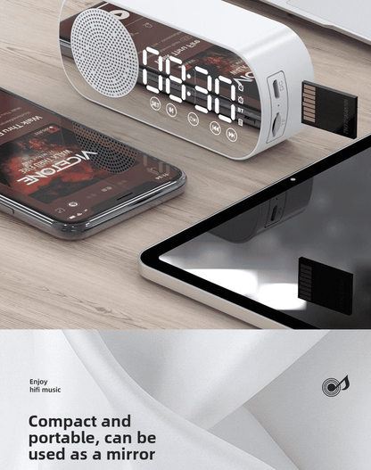 Premium Multifunctional Mirror Bluetooth Speaker, Digital Clock, High Volume, Smart Portable Audio