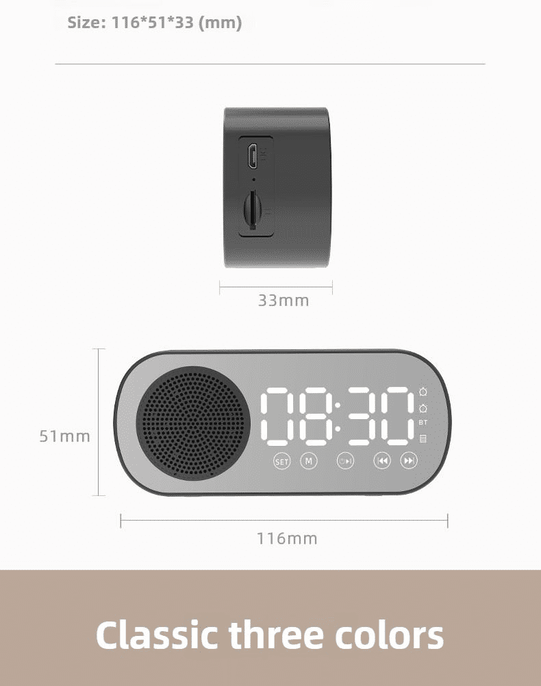 Premium Multifunctional Mirror Bluetooth Speaker, Digital Clock, High Volume, Smart Portable Audio