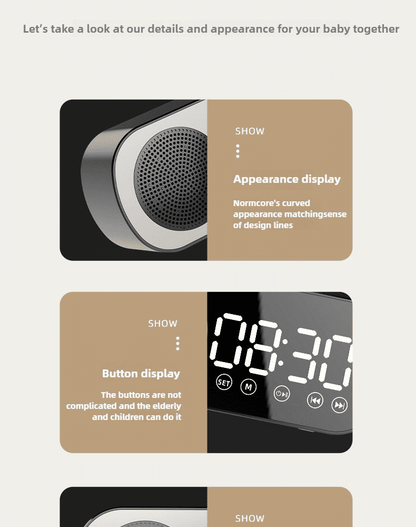 Premium Multifunctional Mirror Bluetooth Speaker, Digital Clock, High Volume, Smart Portable Audio