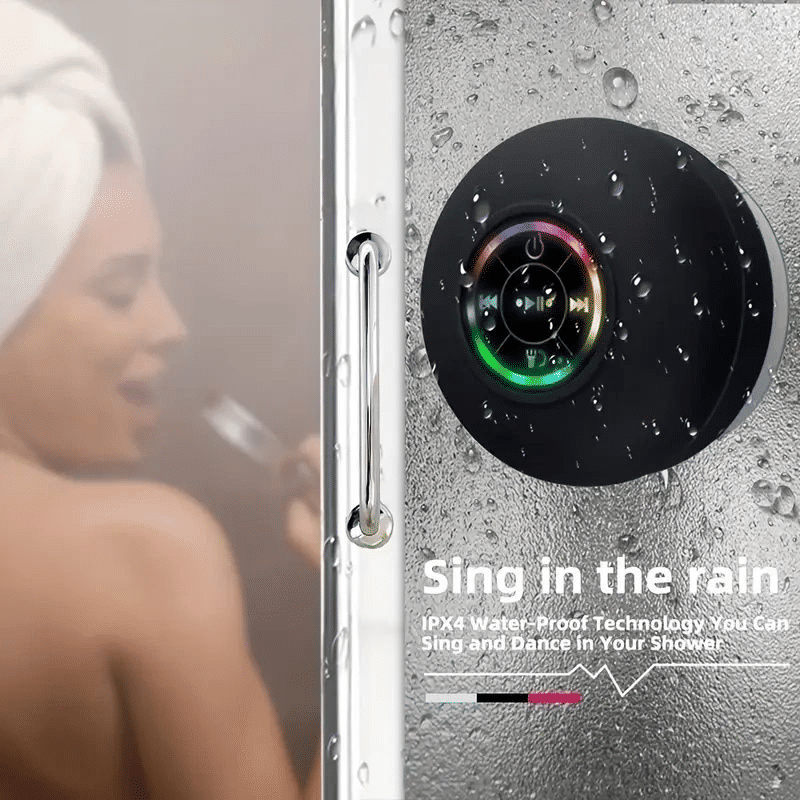 IPX4 Waterproof Mini LED Bathroom Speaker, USB Charging, 5.0 Surround Sound