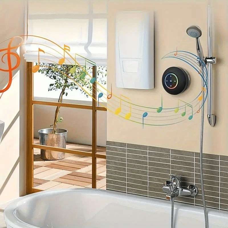 IPX4 Waterproof Mini LED Bathroom Speaker, USB Charging, 5.0 Surround Sound