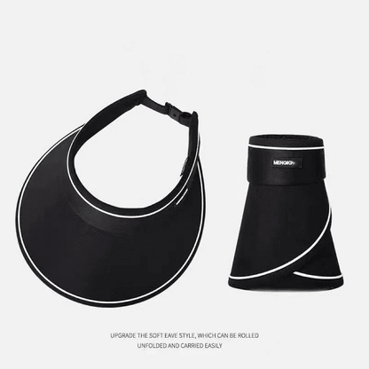 Women's UPF50+ Sunblock Empty Top Visor Hat - Large Overhang Folding UV Protection