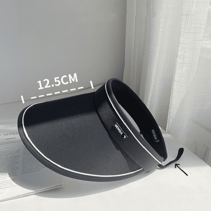 Women's UPF50+ Sunblock Empty Top Visor Hat - Large Overhang Folding UV Protection