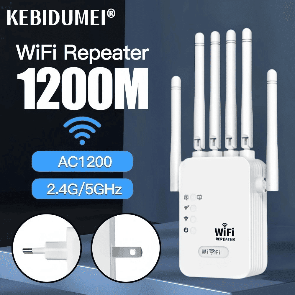 Powerful 1200Mbps Dual-Band WiFi Repeater Booster | 2.4G/5GHz Signal Extender