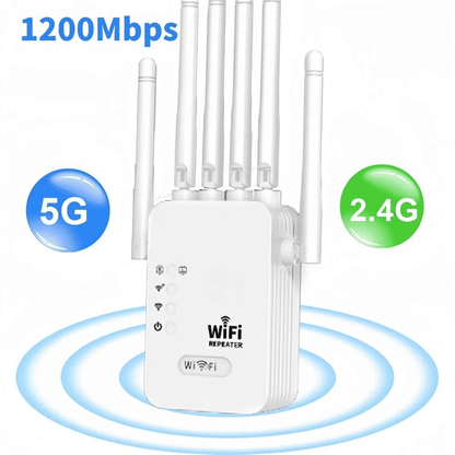 Powerful 1200Mbps Dual-Band WiFi Repeater Booster | 2.4G/5GHz Signal Extender