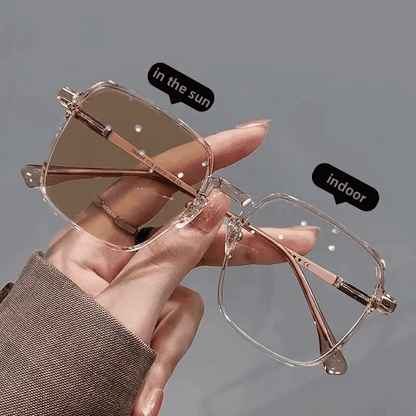 Stylish Photochromic Square Glasses: Outdoor Color Changing Eyewear for Men & Women