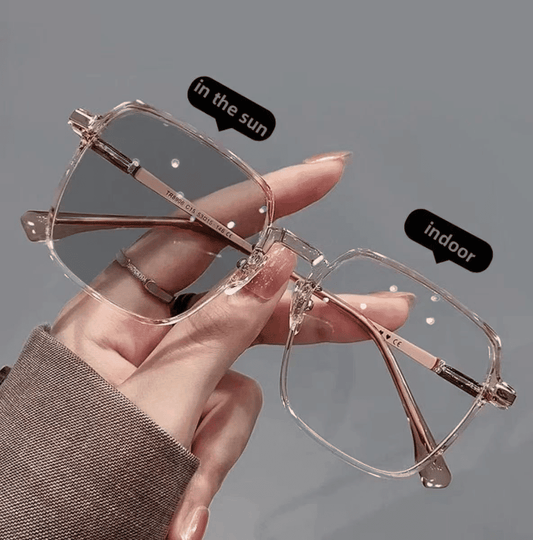 Stylish Photochromic Square Glasses: Outdoor Color Changing Eyewear for Men & Women