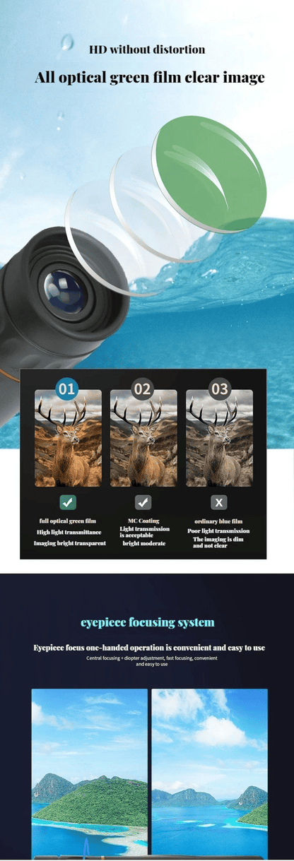 2000x24 HD Monocular Telescope with Phone Holder for Outdoor Adventures