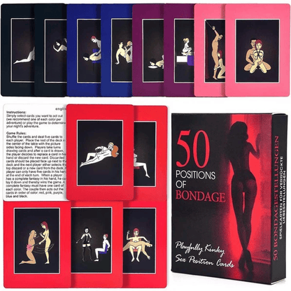 50 Fantasy Bondage Positions Couple Game Cards for Adult Intimate Fun