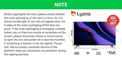 LYONS 43-inch Frameless Smart TV: HD Android, Bluetooth, Netflix, YouTube, Energy Saving