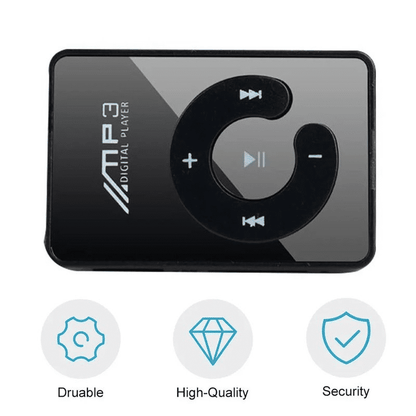 Compact Mirror Clip MP3 Player, Portable Hi-Fi Audio, SD/TF Card Support