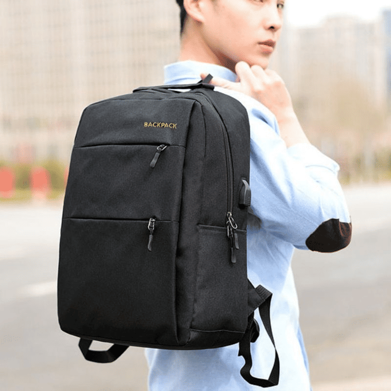 3-Piece Men's Anti-Theft USB Laptop Backpack Set, School Bookbag & Travel Bag