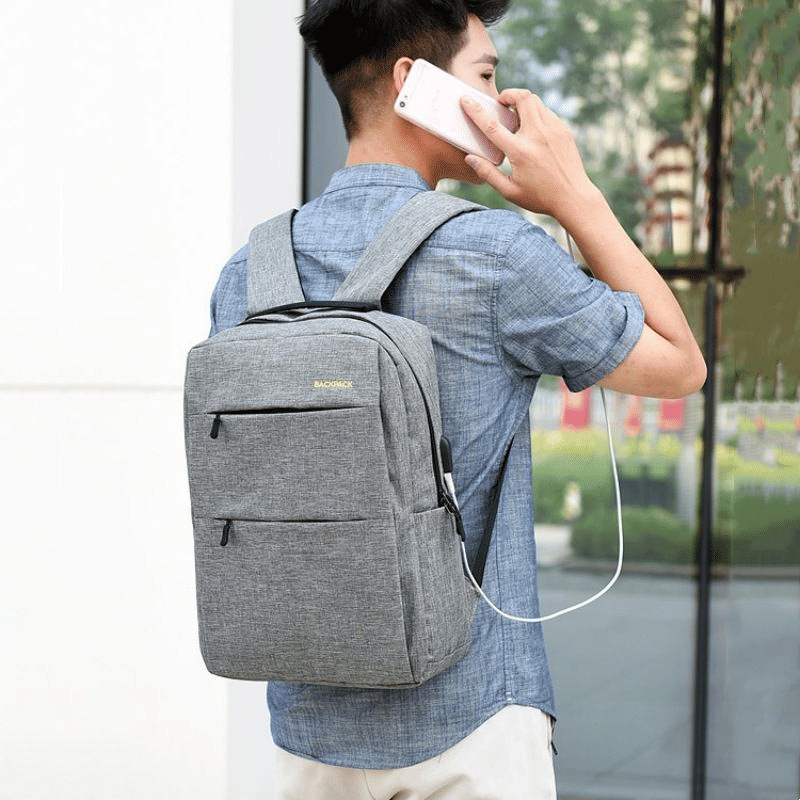 3-Piece Men's Anti-Theft USB Laptop Backpack Set, School Bookbag & Travel Bag