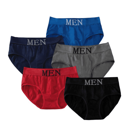 SXCHEN Men's Seamless Breathable Mid-Waist Briefs - 5 Pack Random Colors