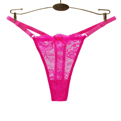 Thor Women's 4-Pack Low-Rise Thong Panties - Invisible, Soft Nylon Lace Briefs