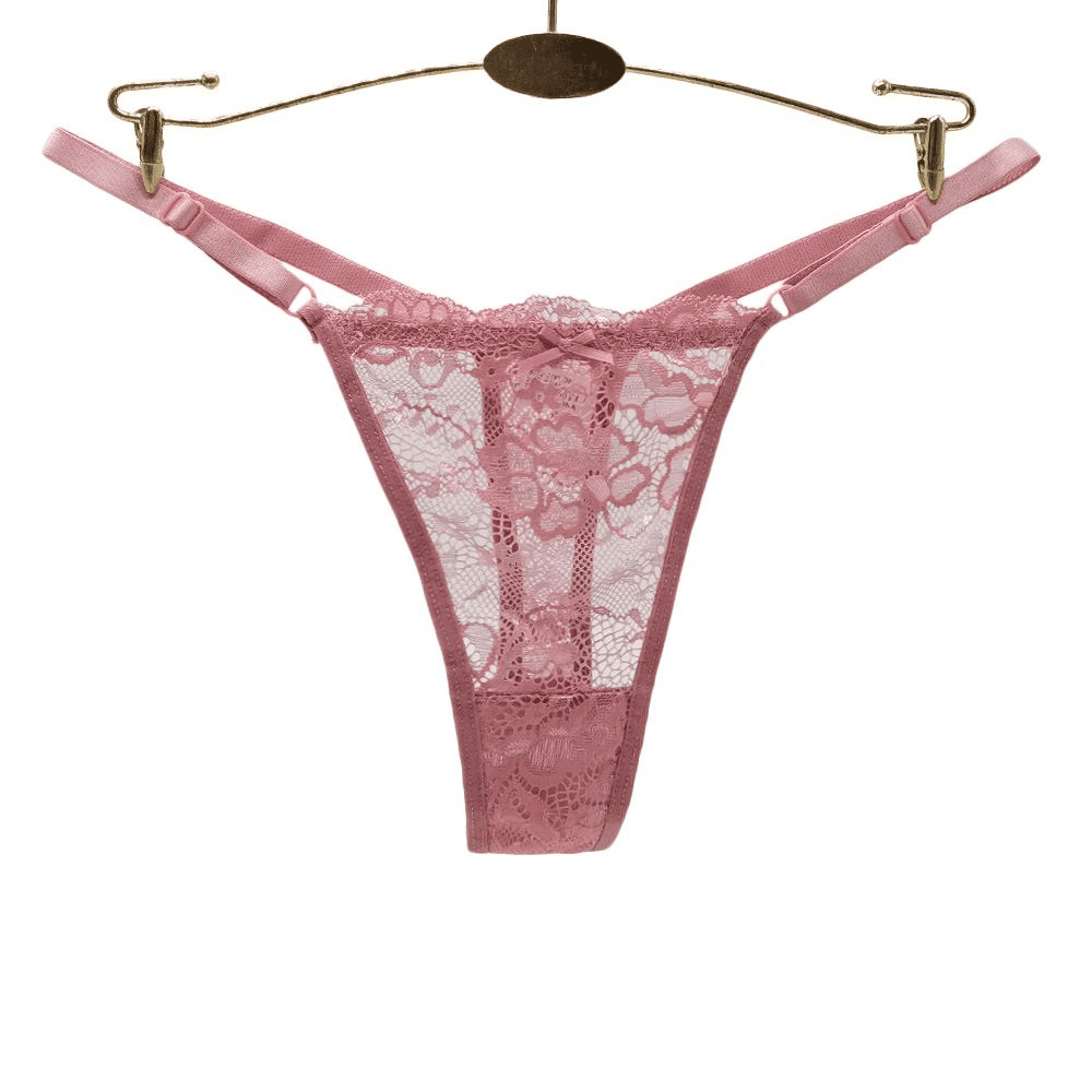 Thor Women's 4-Pack Low-Rise Thong Panties - Invisible, Soft Nylon Lace Briefs