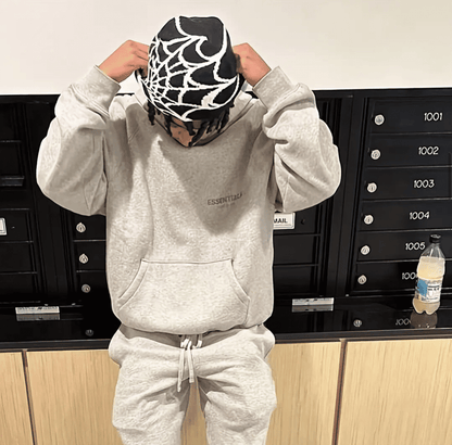 Gothic Spider Web Jacquard Beanie: Y2K Knitted Warm Hip Hop Cap