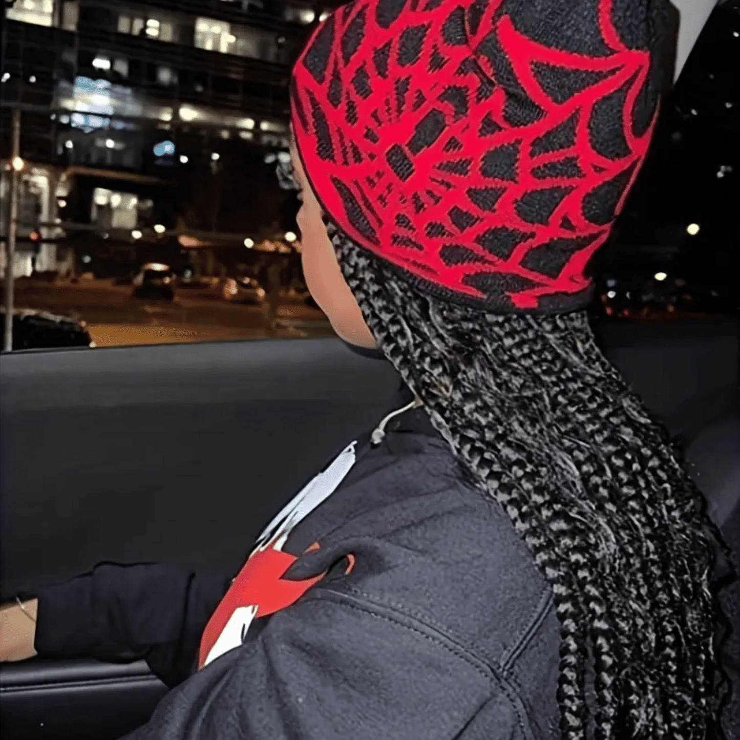 Gothic Spider Web Jacquard Beanie: Y2K Knitted Warm Hip Hop Cap