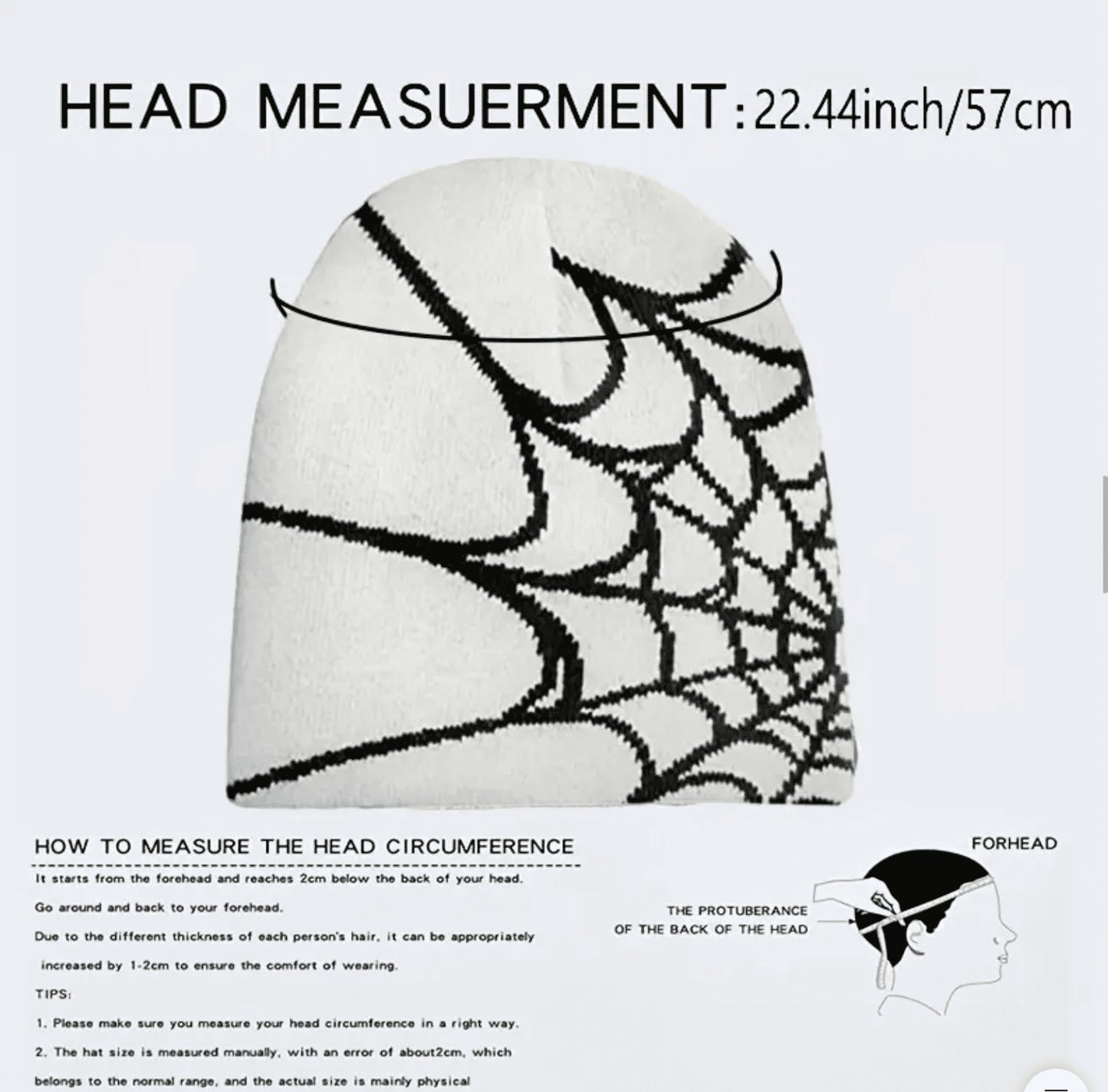 Gothic Spider Web Jacquard Beanie: Y2K Knitted Warm Hip Hop Cap