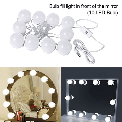 Adjustable 10 LED Vanity Mirror Lights: 3-Color USB Dressing Table Fill Light