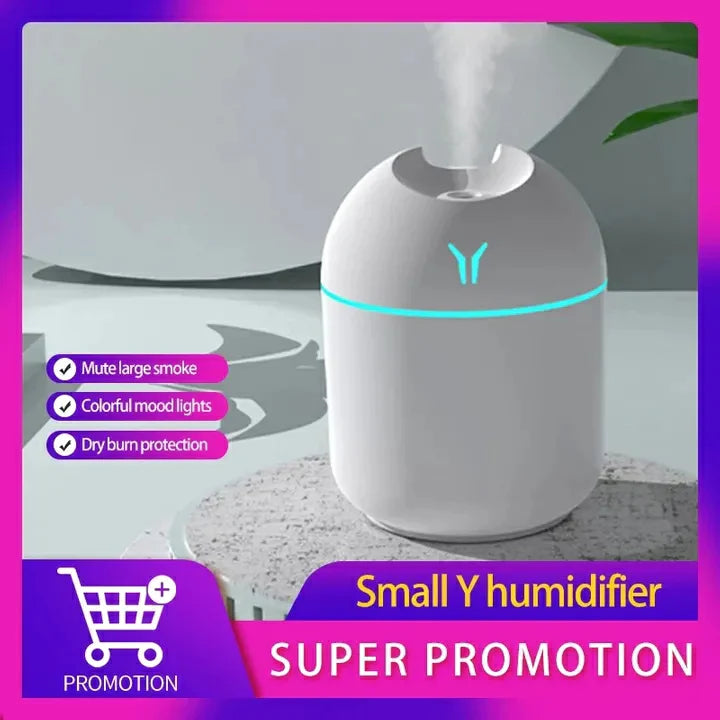 Mini 250ML USB Ultrasonic Air Humidifier, Romantic LED Essential Oil Diffuser