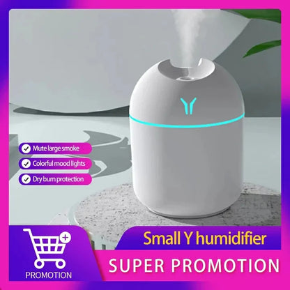 Mini 250ML USB Ultrasonic Air Humidifier, Romantic LED Essential Oil Diffuser