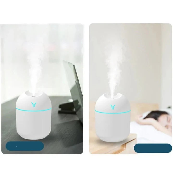Mini 250ML USB Ultrasonic Air Humidifier, Romantic LED Essential Oil Diffuser