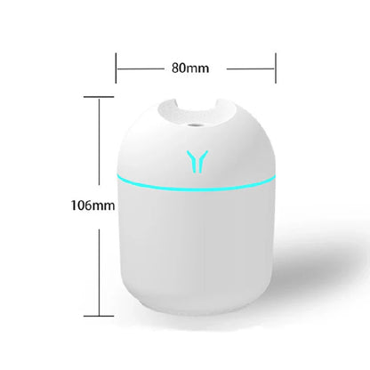 Mini 250ML USB Ultrasonic Air Humidifier, Romantic LED Essential Oil Diffuser