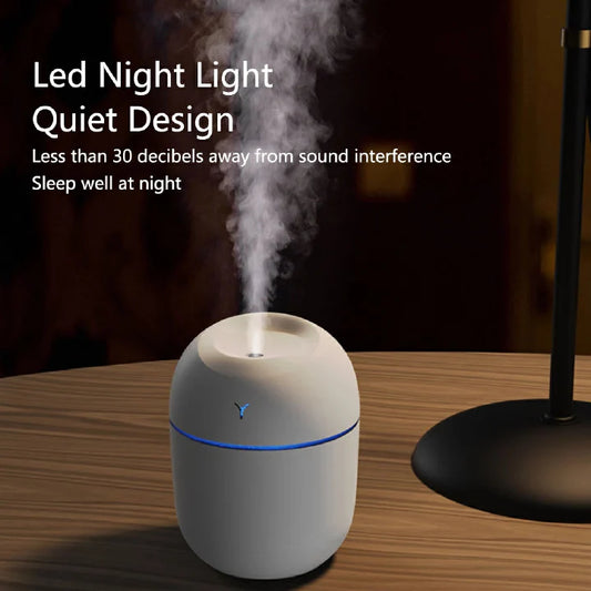Mini 250ML USB Ultrasonic Air Humidifier, Romantic LED Essential Oil Diffuser