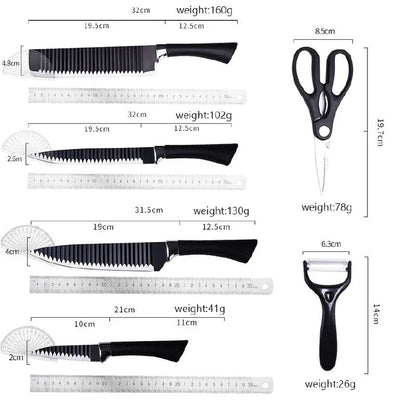 6-Piece Stainless Steel Kitchen Knife Set with Scissors - Multifunctional Cutters