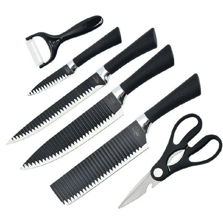 6-Piece Stainless Steel Kitchen Knife Set with Scissors - Multifunctional Cutters