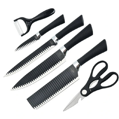6-Piece Stainless Steel Kitchen Knife Set with Scissors - Multifunctional Cutters