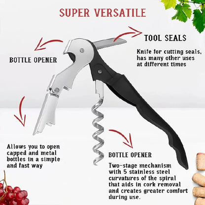 Premium Stainless Steel Wine Bottle Opener Multi-tool Corkscrew with Foil Cutter