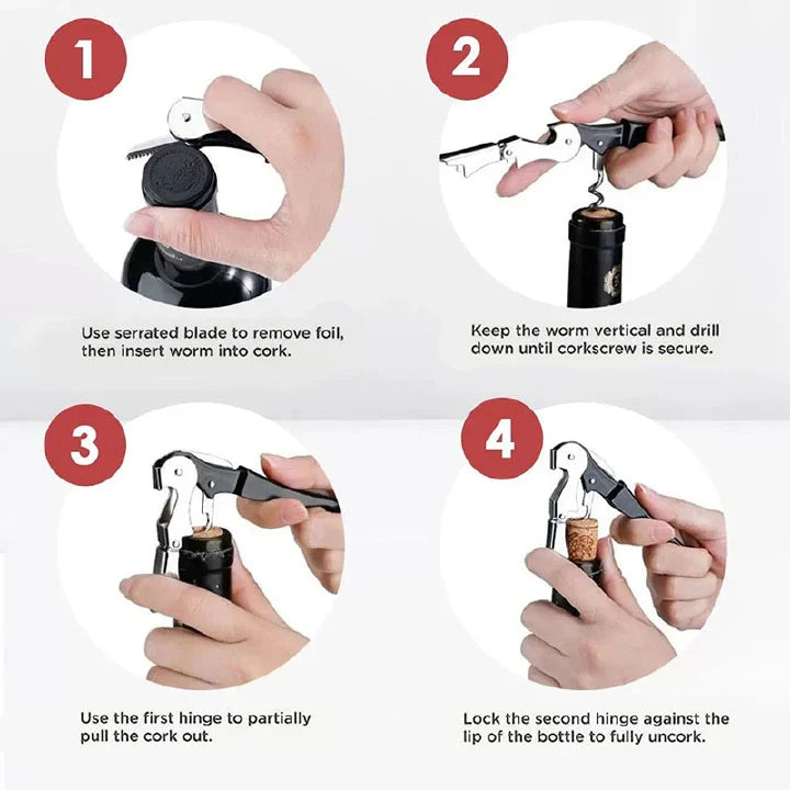 Premium Stainless Steel Wine Bottle Opener Multi-tool Corkscrew with Foil Cutter