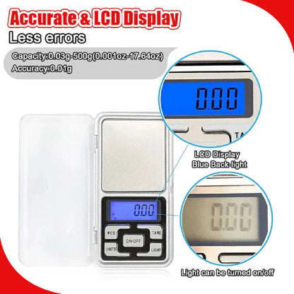High Precision 500g 0.1g Digital Pocket Scale for Jewelry & Kitchen