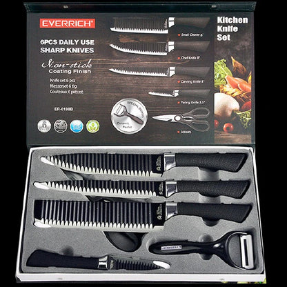 6-Piece Stainless Steel Kitchen Knife Set with Scissors - Multifunctional Cutters