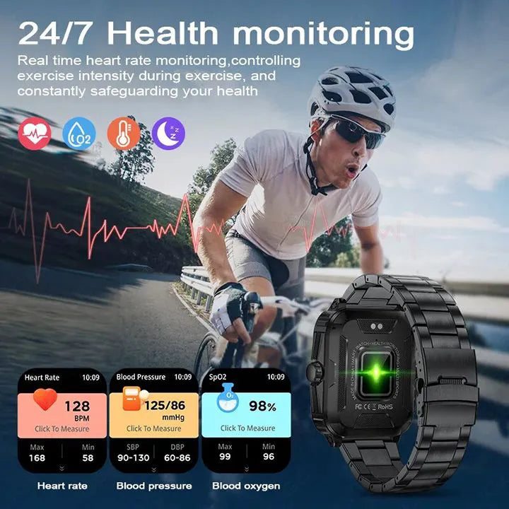 New Arrivals KT71 Smart Watch Men Bluetooth Call Wireless Wristwatch 1.96 Screen Smartwatch 100+Sport Waterproof Smartwatch Fitness Bracelet Heart Rate Blood Pressure Monitor Tracker Sports Smartwatch