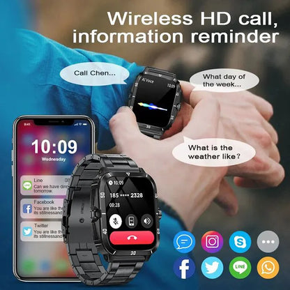 New Arrivals KT71 Smart Watch Men Bluetooth Call Wireless Wristwatch 1.96 Screen Smartwatch 100+Sport Waterproof Smartwatch Fitness Bracelet Heart Rate Blood Pressure Monitor Tracker Sports Smartwatch