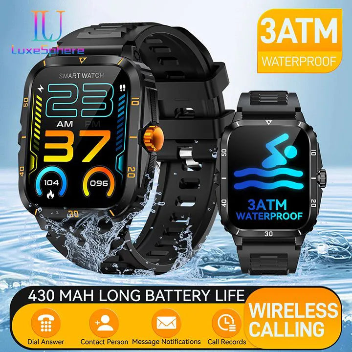 New Arrivals KT71 Smart Watch Men Bluetooth Call Wireless Wristwatch 1.96 Screen Smartwatch 100+Sport Waterproof Smartwatch Fitness Bracelet Heart Rate Blood Pressure Monitor Tracker Sports Smartwatch