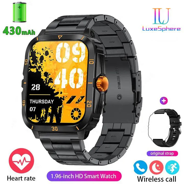 New Arrivals KT71 Smart Watch Men Bluetooth Call Wireless Wristwatch 1.96 Screen Smartwatch 100+Sport Waterproof Smartwatch Fitness Bracelet Heart Rate Blood Pressure Monitor Tracker Sports Smartwatch